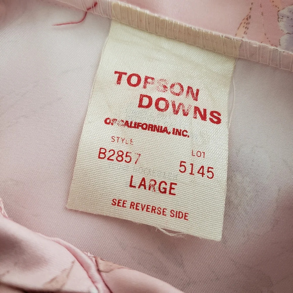 Vintage Floral Blouse Pink w/ Lavender Flowers Button Tie Neck Tagged La… - Picture 6 of 6